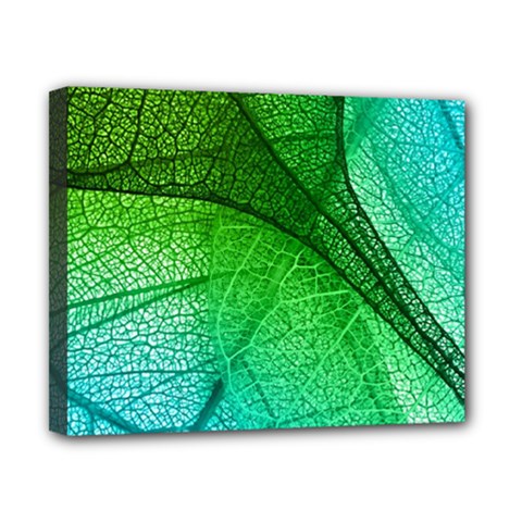 3d Leaves Texture Sheet Blue Green Canvas 10  X 8  (stretched)