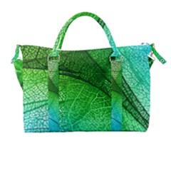 3d Leaves Texture Sheet Blue Green Carry-on Travel Shoulder Bag by Cemarart