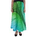 3d Leaves Texture Sheet Blue Green Flared Maxi Skirt View1