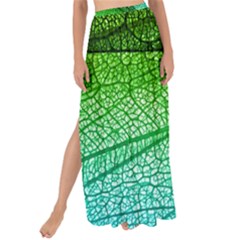 3d Leaves Texture Sheet Blue Green Maxi Chiffon Tie-up Sarong