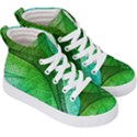 3d Leaves Texture Sheet Blue Green Kids  Hi-Top Skate Sneakers View3