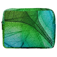 3d Leaves Texture Sheet Blue Green Make Up Pouch (large) by Cemarart