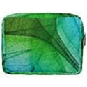 3d Leaves Texture Sheet Blue Green Make Up Pouch (Large) View2