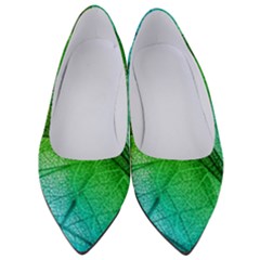 3d Leaves Texture Sheet Blue Green Women s Low Heels