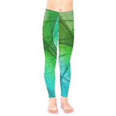 3d Leaves Texture Sheet Blue Green Kids  Classic Winter Leggings