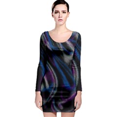 Multicolored Abstract Dynamic Shapes Print Long Sleeve Bodycon Dress by dflcprintsclothing