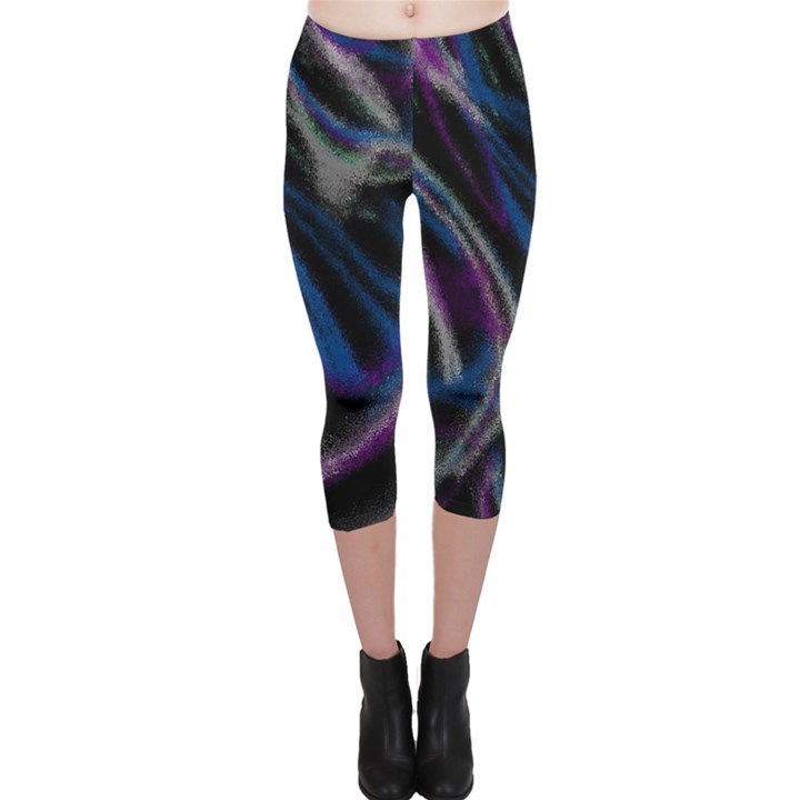 Multicolored abstract dynamic shapes print Capri Leggings 