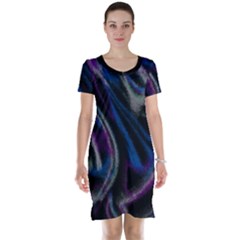 Multicolored Abstract Dynamic Shapes Print Short Sleeve Nightdress by dflcprintsclothing