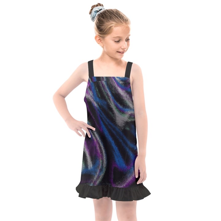 Multicolored abstract dynamic shapes print Kids  Overall Dress