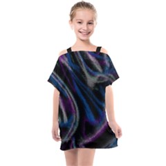 Multicolored Abstract Dynamic Shapes Print Kids  One Piece Chiffon Dress by dflcprintsclothing