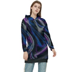 Multicolored Abstract Dynamic Shapes Print Women s Long Oversized Pullover Hoodie by dflcprintsclothing