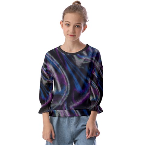 Multicolored Abstract Dynamic Shapes Print Kids  Cuff Sleeve Top by dflcprintsclothing