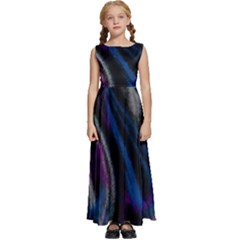 Multicolored Abstract Dynamic Shapes Print Kids  Satin Sleeveless Maxi Dress by dflcprintsclothing