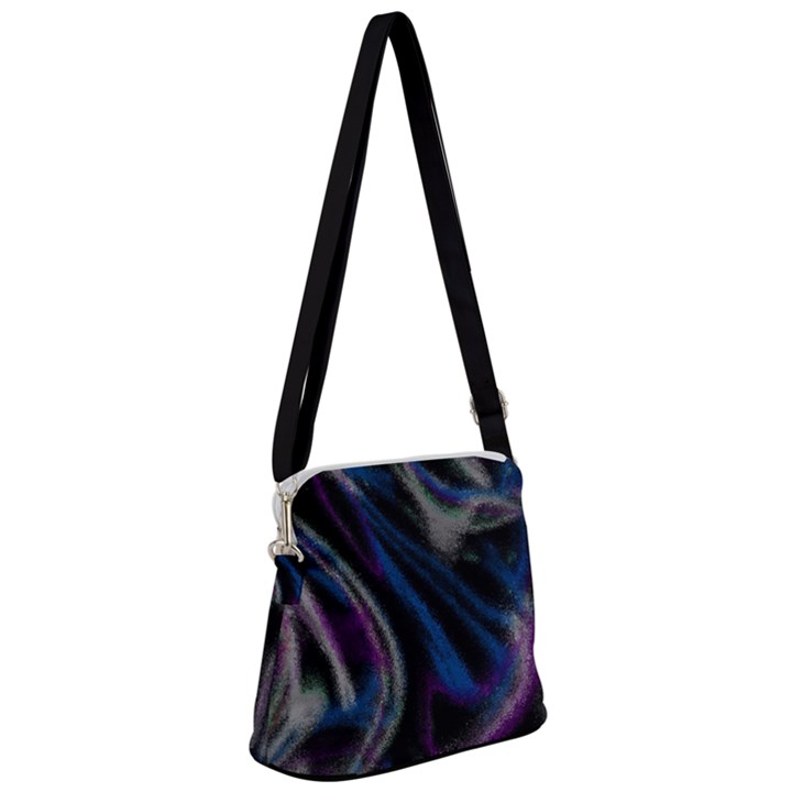 Multicolored abstract dynamic shapes print Zipper Messenger Bag