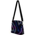 Multicolored abstract dynamic shapes print Zipper Messenger Bag View2