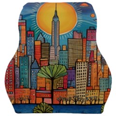 City New York Nyc Skyscraper Skyline Downtown Night Business Urban Travel Landmark Building Architec Car Seat Velour Cushion 