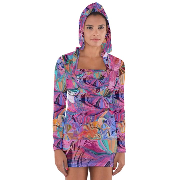 Marbling Blend  Long Sleeve Hooded T-shirt