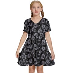 Whimsy Beasts Print Pattern Design Kids  Short Sleeve Tiered Mini Dress