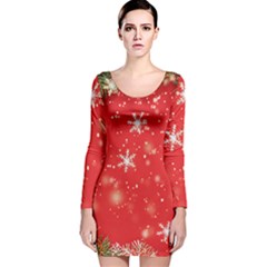 Christmas Ornament Long Sleeve Velvet Bodycon Dress