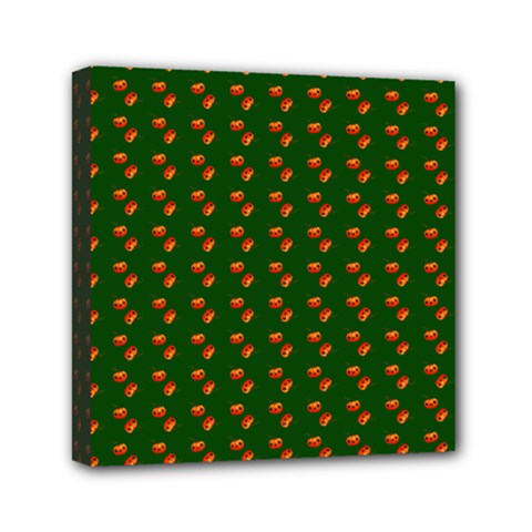 Kawaii Pumpkin Patt Green Mini Canvas 6  X 6  (stretched) by snowwhitegirl