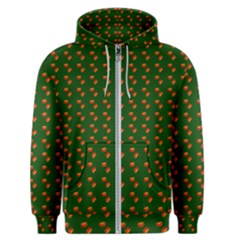 Kawaii Pumpkin Patt Green Men s Zipper Hoodie