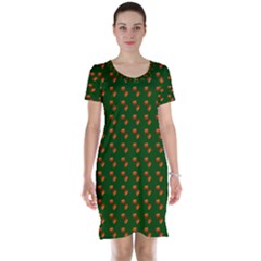 Kawaii Pumpkin Patt Green Short Sleeve Nightdress by snowwhitegirl