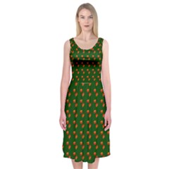 Kawaii Pumpkin Patt Green Midi Sleeveless Dress by snowwhitegirl