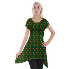 Kawaii Pumpkin Patt Green Short Sleeve Side Drop Tunic by snowwhitegirl