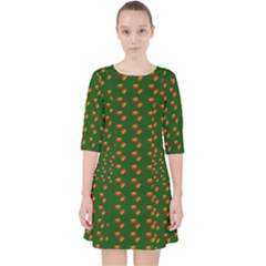 Kawaii Pumpkin Patt Green Quarter Sleeve Pocket Dress by snowwhitegirl