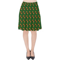 Kawaii Pumpkin Patt Green Velvet High Waist Skirt by snowwhitegirl