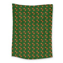 Kawaii Pumpkin Patt Green Medium Tapestry