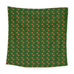 Kawaii Pumpkin Patt Green Square Tapestry (large)