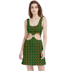 Kawaii Pumpkin Patt Green Velour Cutout Dress by snowwhitegirl