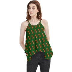 Kawaii Pumpkin Patt Green Flowy Camisole Tank Top by snowwhitegirl