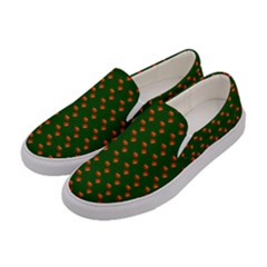 Kawaii Pumpkin Patt Green Women s Canvas Slip Ons by snowwhitegirl