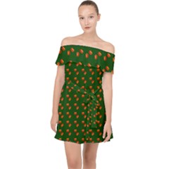 Kawaii Pumpkin Patt Green Off Shoulder Chiffon Dress by snowwhitegirl