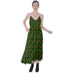 Kawaii Pumpkin Patt Green Tie Back Maxi Dress