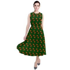 Kawaii Pumpkin Patt Green Round Neck Boho Dress by snowwhitegirl