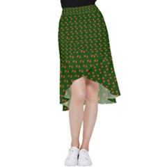 Kawaii Pumpkin Patt Green Frill Hi Low Chiffon Skirt by snowwhitegirl