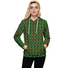 Kawaii Pumpkin Patt Green Women s Lightweight Drawstring Hoodie