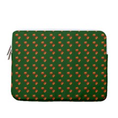 Kawaii Pumpkin Patt Green 13  Vertical Laptop Sleeve Case With Pocket