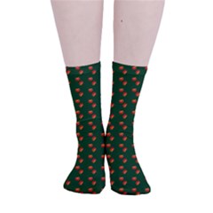 Kawaii Pumpkin Patt Green Smooth Crew Length Tube Socks