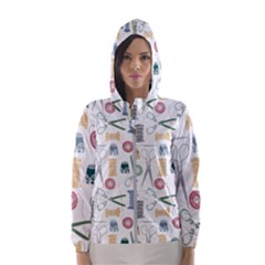 Pattern Seamless Texture Sewing Women s Hooded Windbreaker