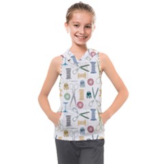 Pattern Seamless Texture Sewing Kids  Sleeveless Hoodie by Salmanaz77