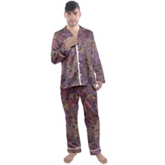 Monster Snake Hand Drawn Illustration Motif Random Pattern Men s Long Sleeve Satin Pajamas Set