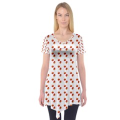 Kawaii Pumpkin Patt White Short Sleeve Tunic  by snowwhitegirl