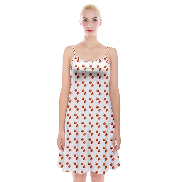 Kawaii Pumpkin Patt White Spaghetti Strap Velvet Dress