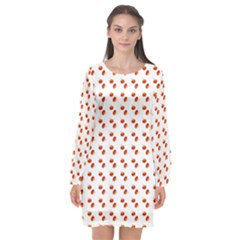 Kawaii Pumpkin Patt White Long Sleeve Chiffon Shift Dress  by snowwhitegirl