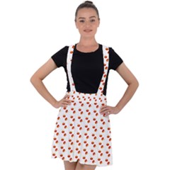 Kawaii Pumpkin Patt White Velvet Suspender Skater Skirt by snowwhitegirl