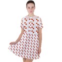 Kawaii Pumpkin Patt White Short Sleeve Shoulder Cut Out Dress  View1